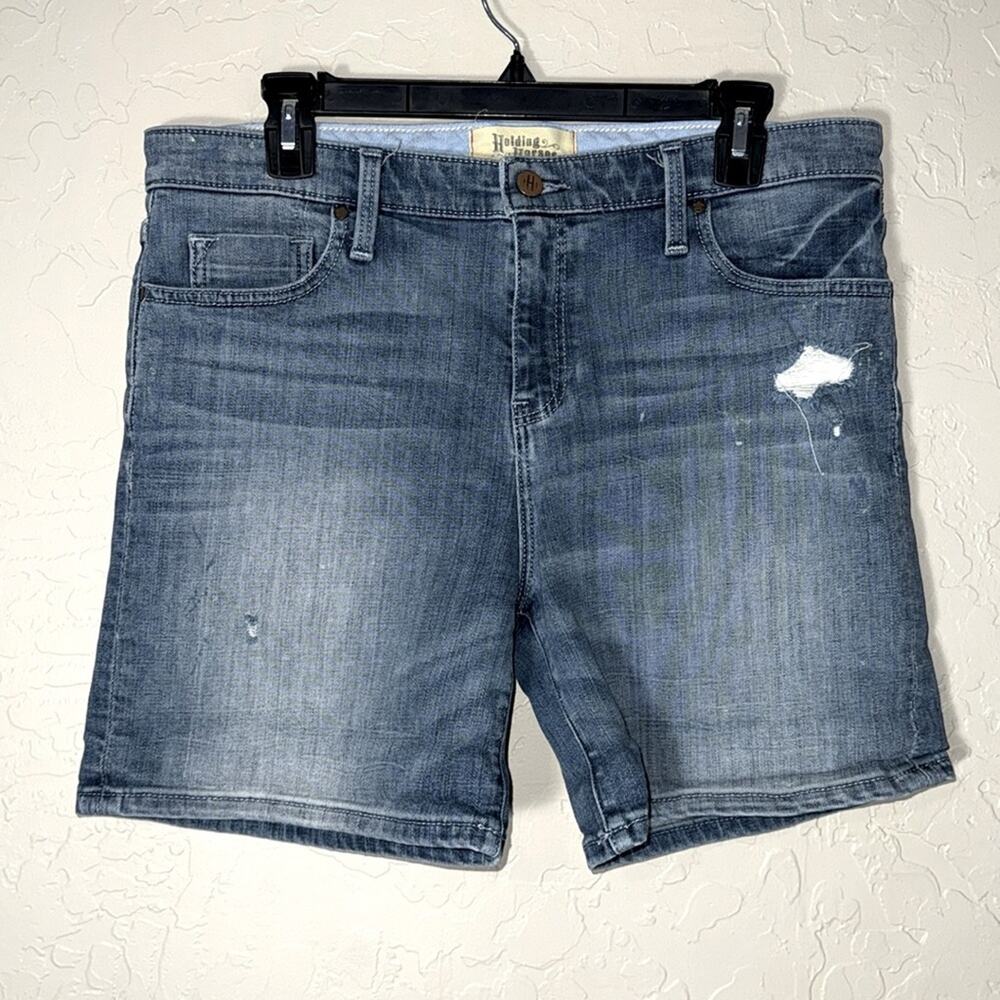 Holding horses 6” distressed denim jean shorts